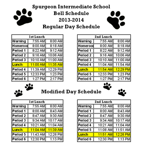 Overview / Spurgeon 20142015 Bell Schedule