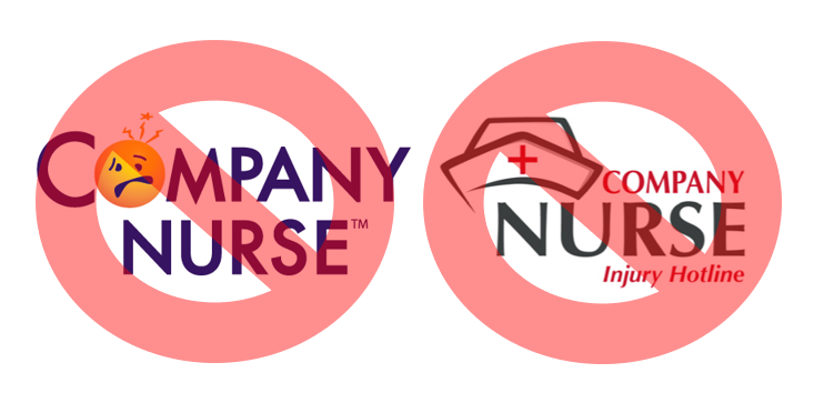 Sketch of the Company Nurse logo covered with a forbidden sign