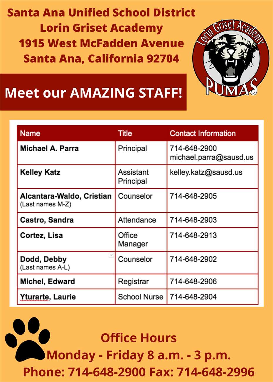 phone list for office staff