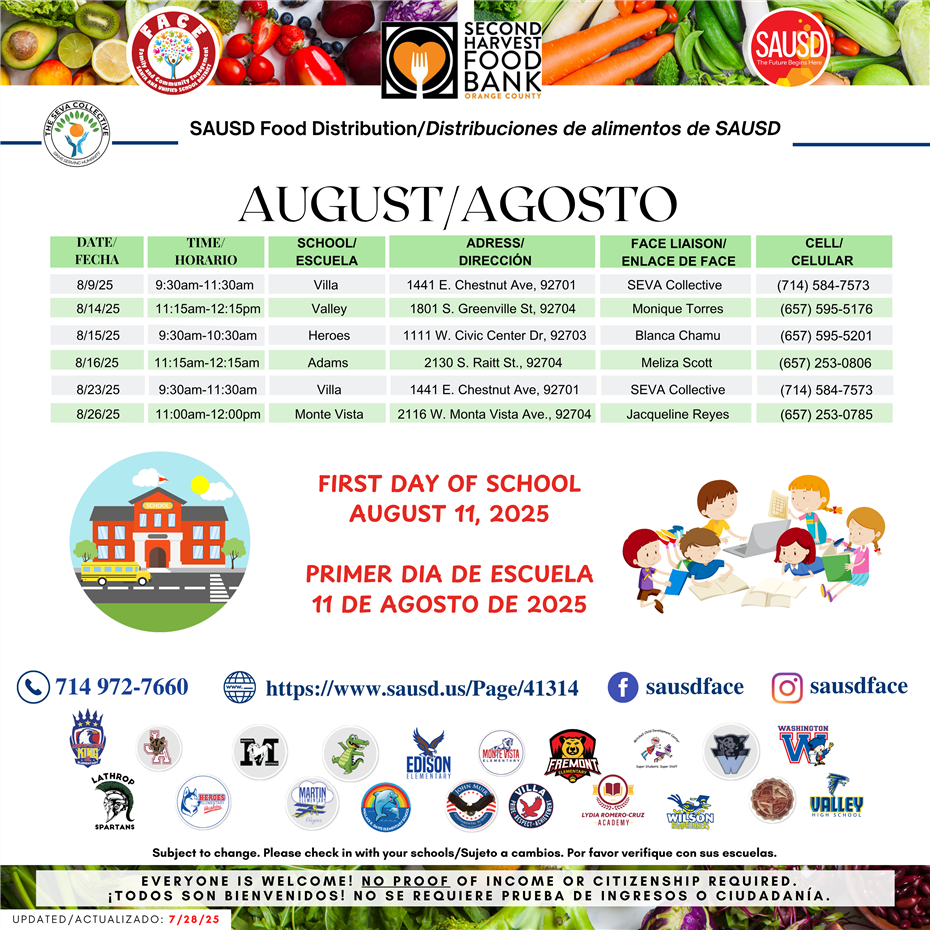 SAUSD Food distributions