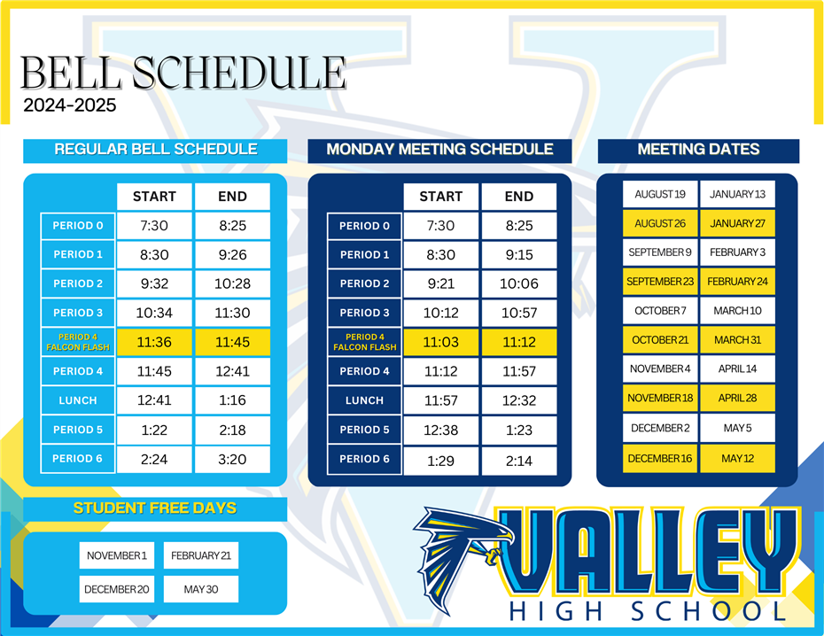Valley Bell Schedule 2024-2025