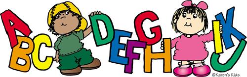 Kindergarten students with big letters 