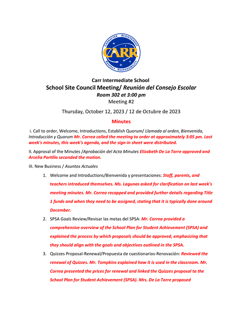 ssc oct minutes