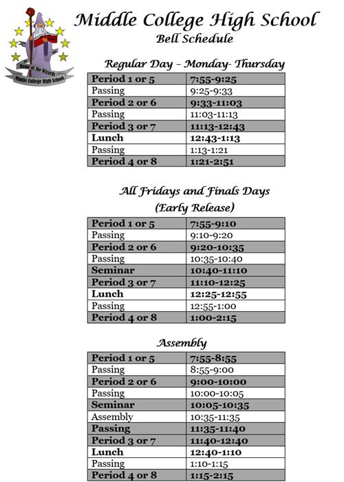 college school schedule