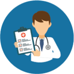 Sketch of a doctor holding a clipboard