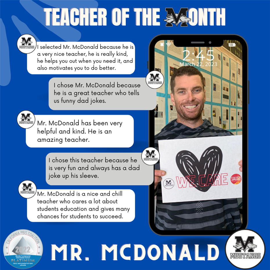Support Staff & Teacher of the Month 