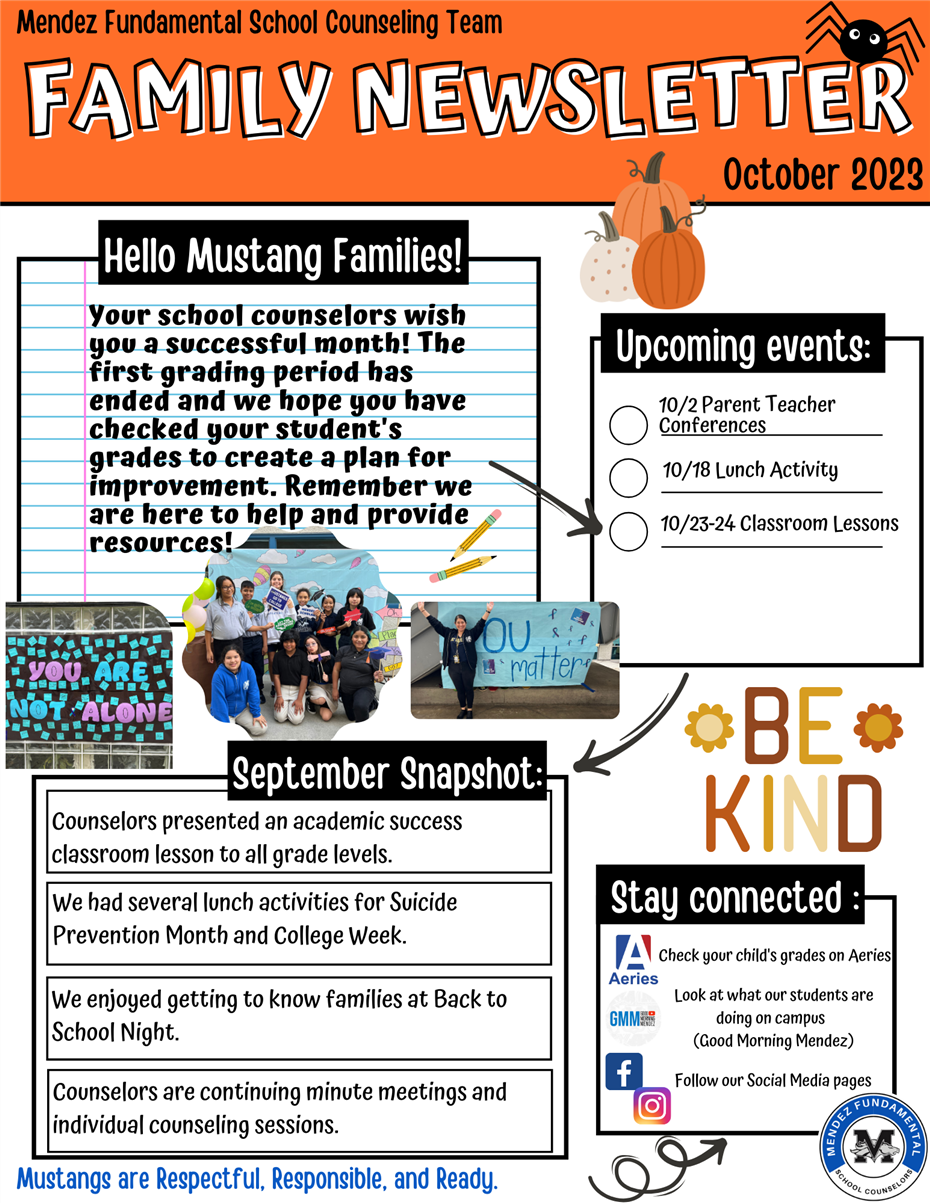  School Counseling Newsletter - October 