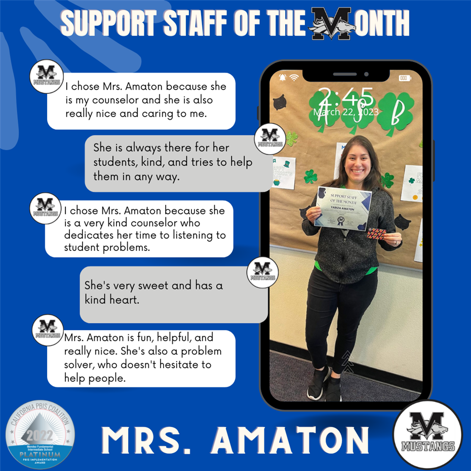  Support Staff & Teacher of the Month 