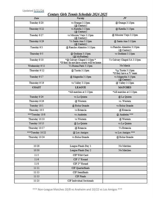 schedule