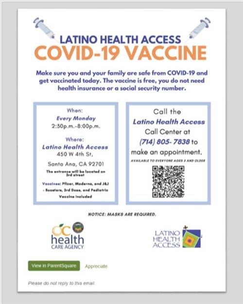 Latino Vaccine clinics