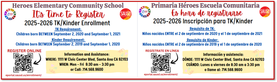 TK/KINDER ENROLLMENT 2025-2026