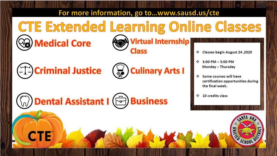 CTE Extended Learning Online Classes CTE Extended Learning Online Classes
