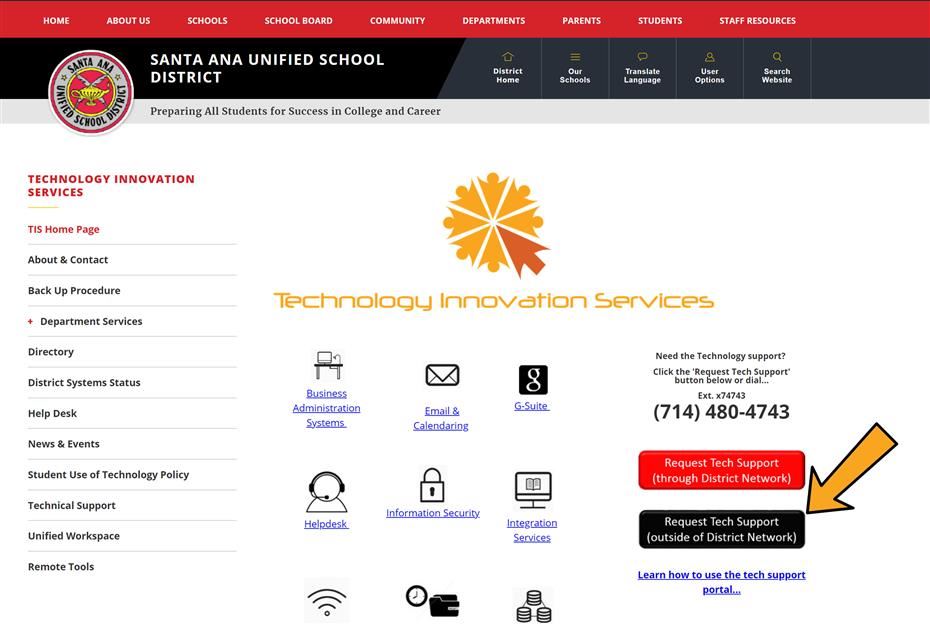 Request technical support outside District Network 