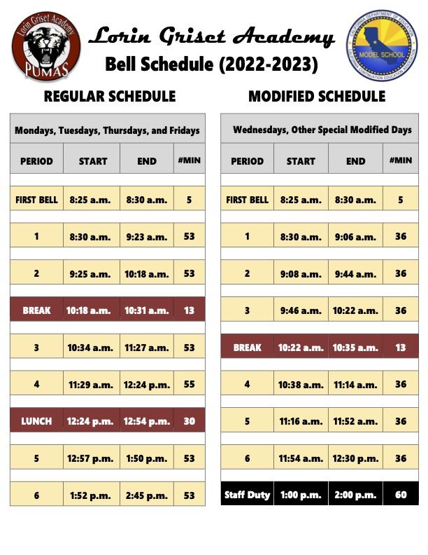 New Bell Schedule