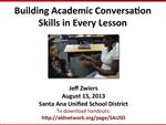 Building Academic Conversation, 8/15/2013 