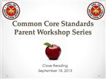 CCSS Parent Workshop 1 English 