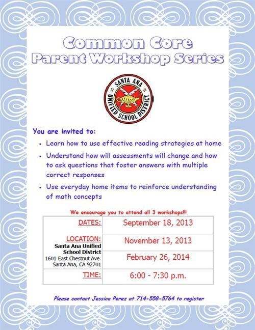 Common Core Parent Workshop Series, Fall 2013 