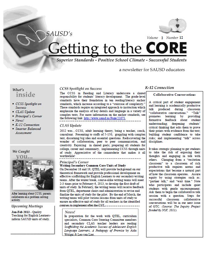 CORE Newsletter December 17, 2012 