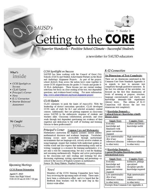 CORE Newsletter, March 29, 2013 