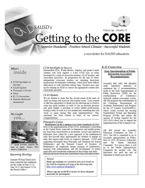 CORE Newsletter, May 28, 2013 