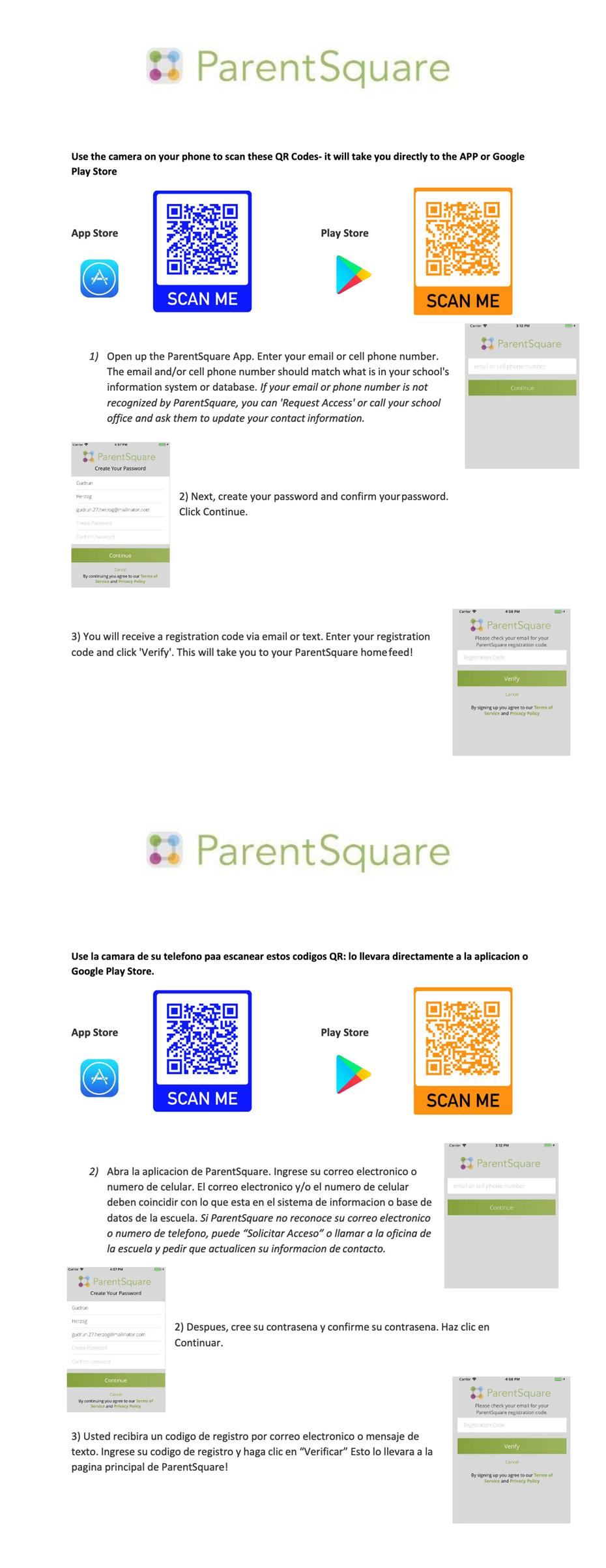 Parent square instructions