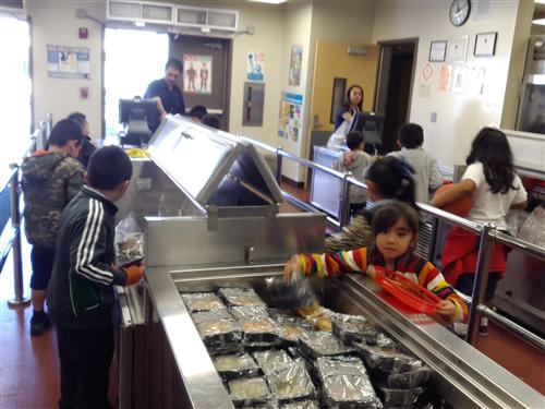 in the cafeteria 