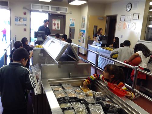 in the cafeteria  
