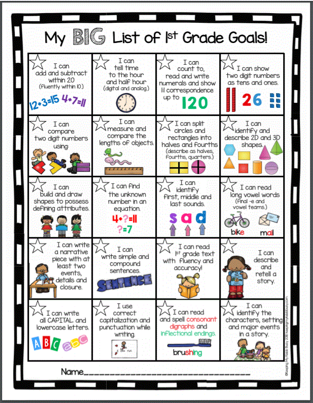Goals For 1st Grade Students
