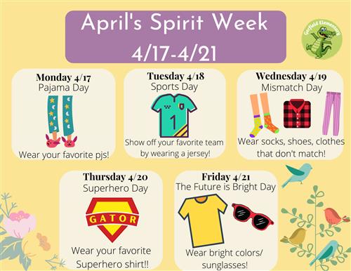 April Spirit Week (4/17 - 4/21)