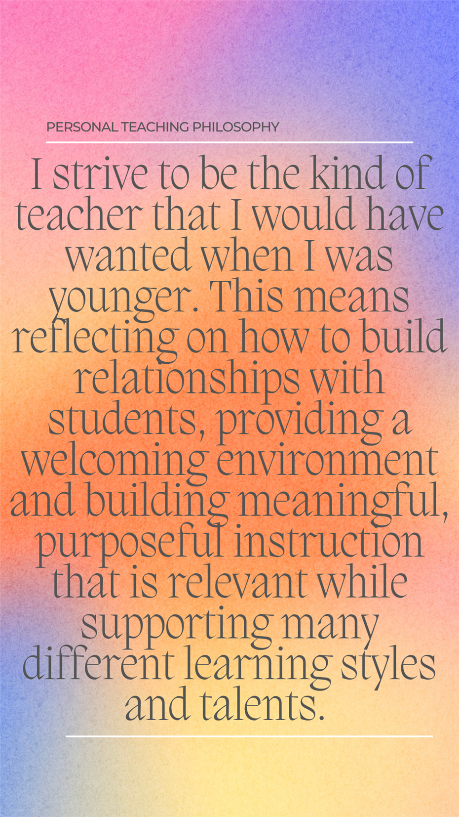 Personal Teaching Philosophy