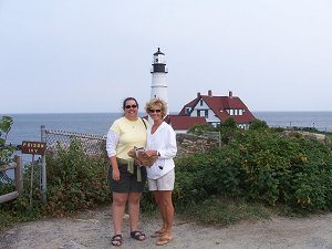 Mom and I in front of the Portland Head Light in Maine