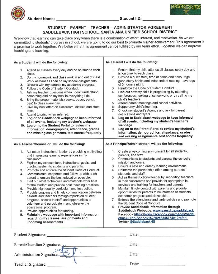 Student-Parent-Teacher-Administrator Agreement